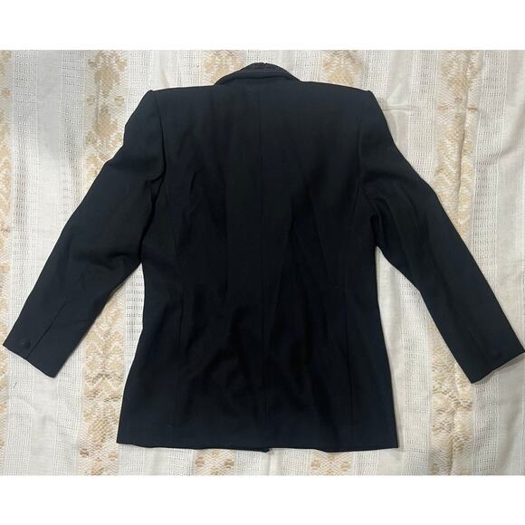 Valerie Stevens Vintage Black Beaded Blazer Removeable Collar Eveningwear Sz 12 - Picture 2 of 9